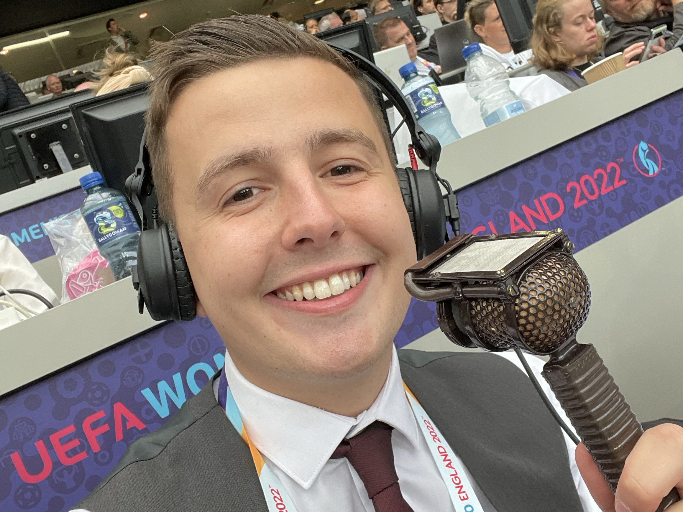 Elliott Stockdale Thurlow delivering audio description commentary (ADC) at the Women's Euros 2021
